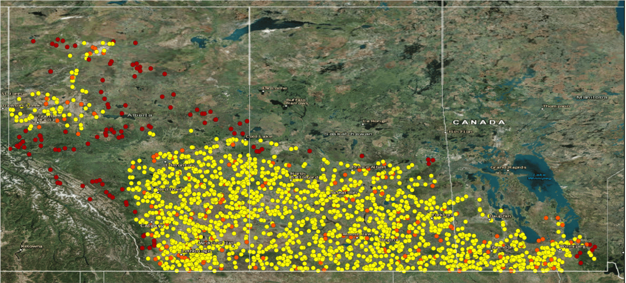 Calibrated sample sites across Western Canada Calibrated sample sites across Western Canada